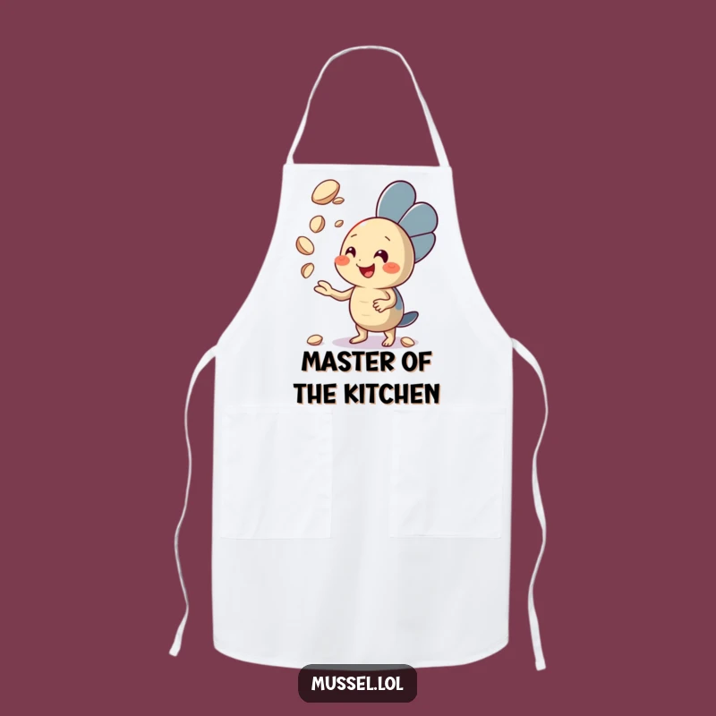 Funny Juggling Mussel Apron: Enthusiastic Character Kitchen Wear!