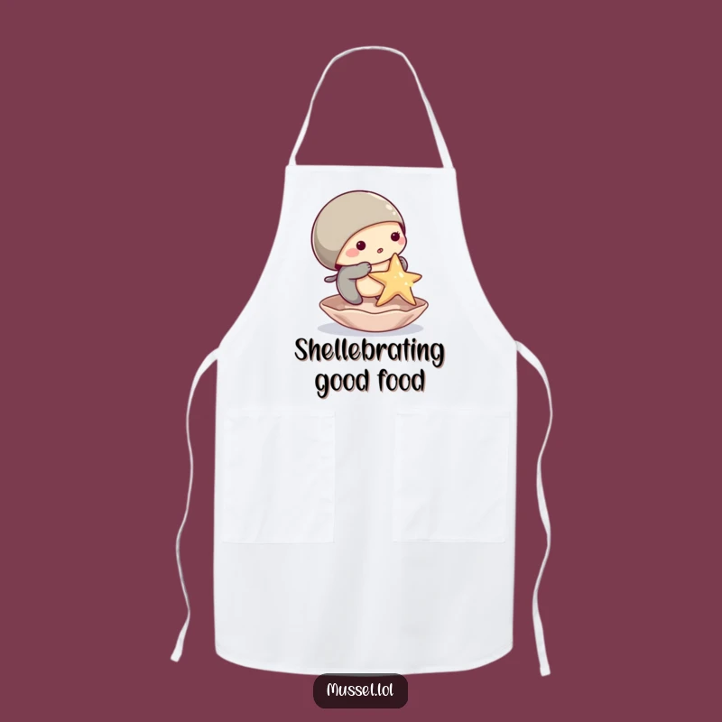 Funny Mussel Balancing Starfish Apron: Hilarious Kitchen Wear for Foodies