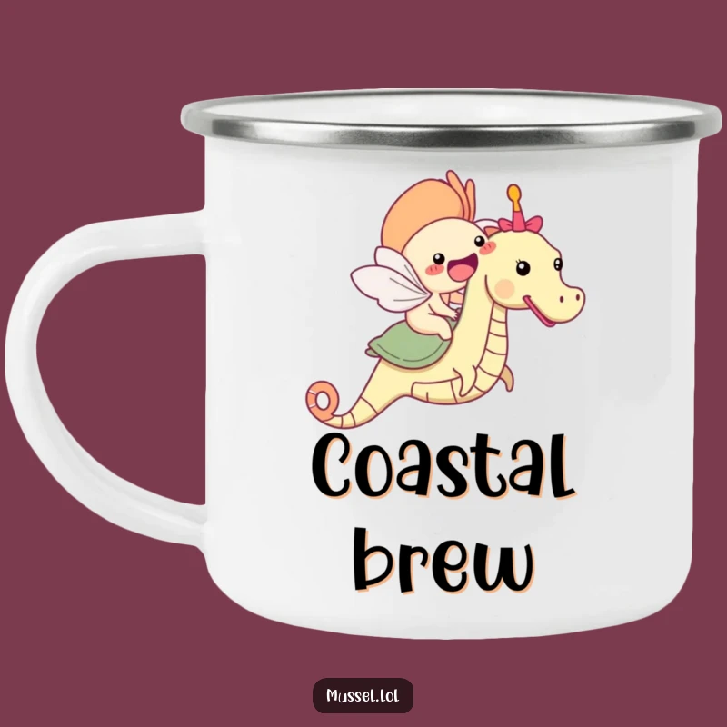 Funny Mussel Seahorse Camping Mug: Adventure Fuel from the Ocean