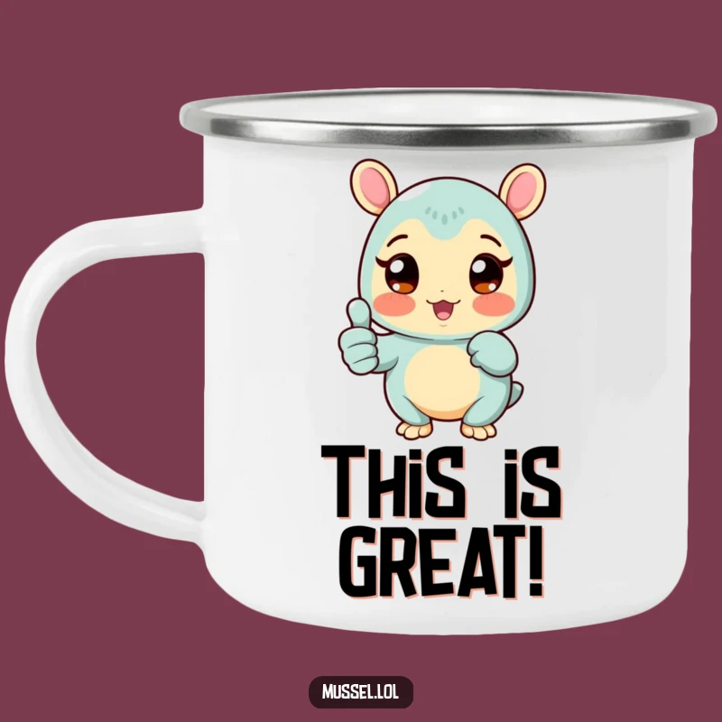 Funny Thumbs Up Mussel Camping Mug: Cheerful Character Drinkware!