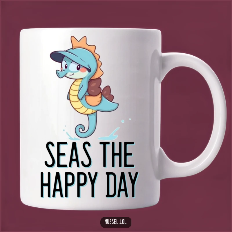 Funny Giggling Mussel Mug: Seahorse Ride Joy Hilarious Ocean Adventure Gift