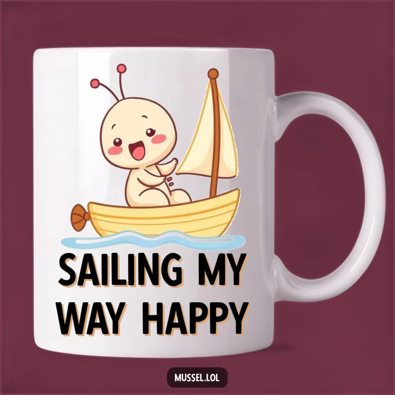 Funny Kawaii Mussel Giggling Sailboat Mug: The Perfect Hilarious Gift for Ocean Lovers