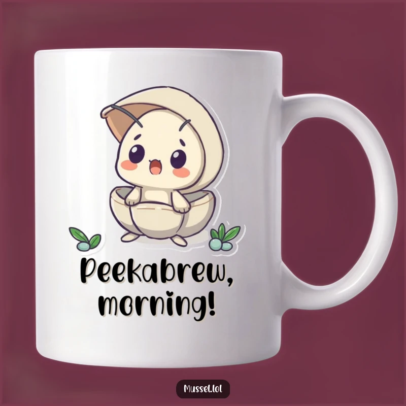 Funny Surprised Mussel Peeking Mug - What a Shocking Gift!