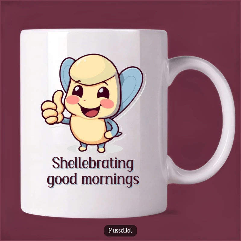 Funny Thumbs Up Mussel Mug: Cheerful Sea Friend Gift for Instant Smiles