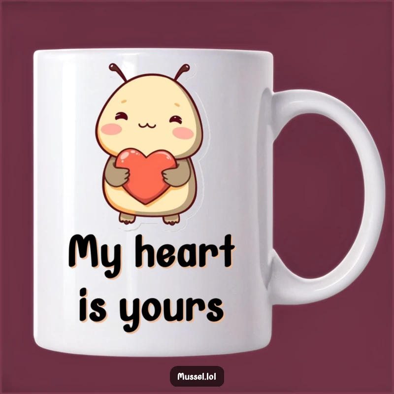 Funny Shy Mussel Heart Mug - Express Love with Blushing Humor!