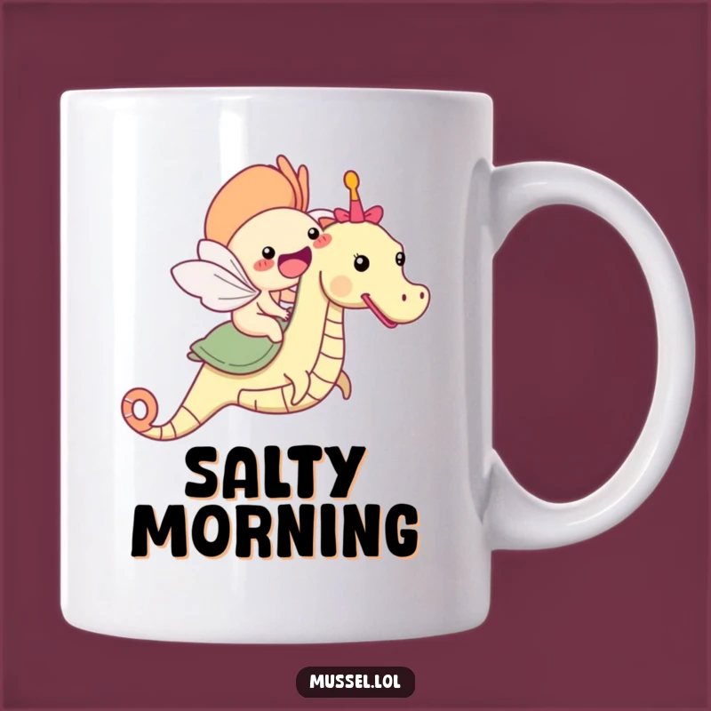 Funny Mussel Seahorse Mug: A Joyful Ride for Your Morning Brew