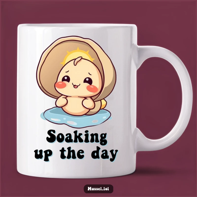 Funny Content Mussel Mug: Sunbathing Shell Relaxation Gift