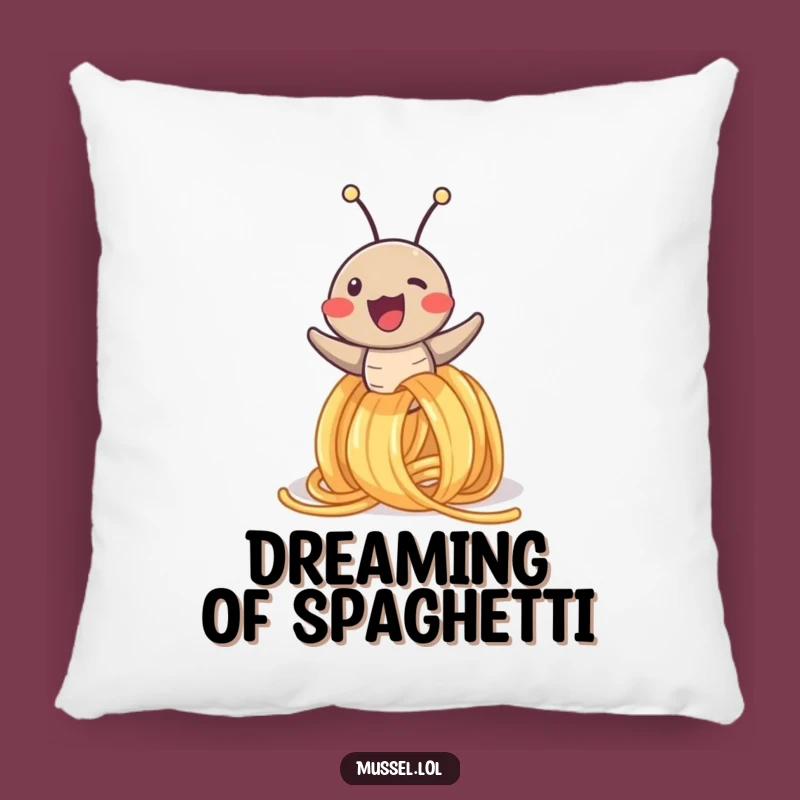 Funny Mussel Spaghetti Snuggle Pillow, Cozy Humorous Character Cushion Gift!