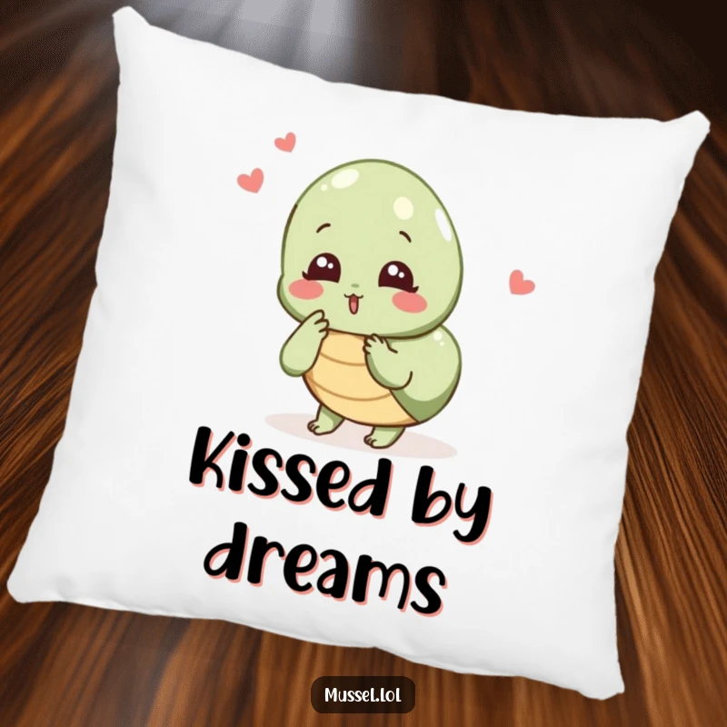 Funny Mussel Love Pillow: A mussel character blowing a kiss, offering humorous affection and cozy comfort.