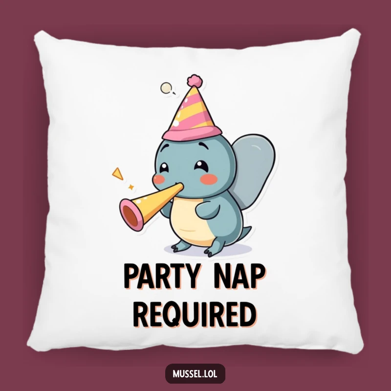 Funny Mussel Party Pillow: Cozy Festive Cartoon Comfort