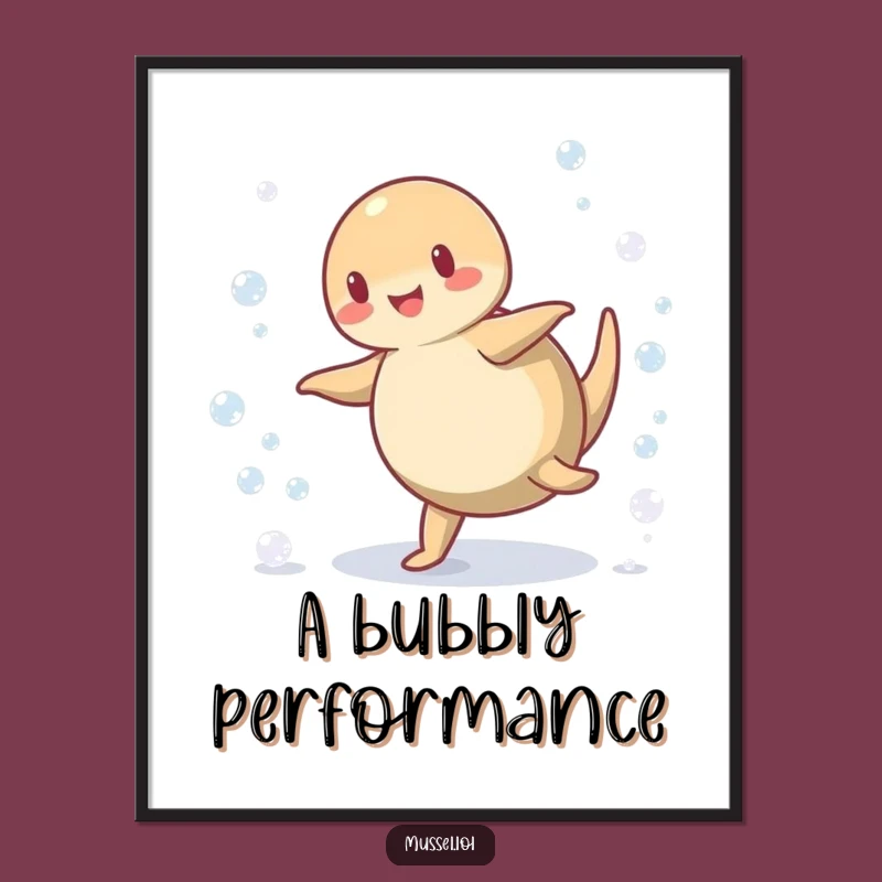 Funny Mussel Cartwheel Digital Art: Instant Aquatic Humor for Your Space Gift