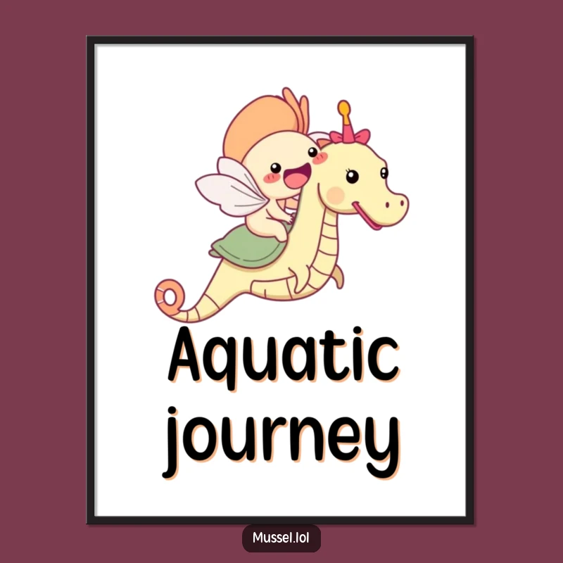 Funny Mussel Seahorse Digital Art: Instant Download of Underwater Joy