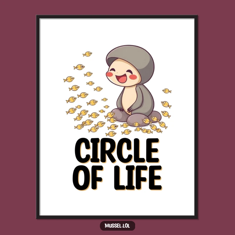 Funny Laughing Mussel Digital Art Print - Instant Joy & Funny Gift Decor