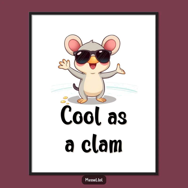 Funny Cool Mussel Digital Art: Instant Download for Beachy Decor