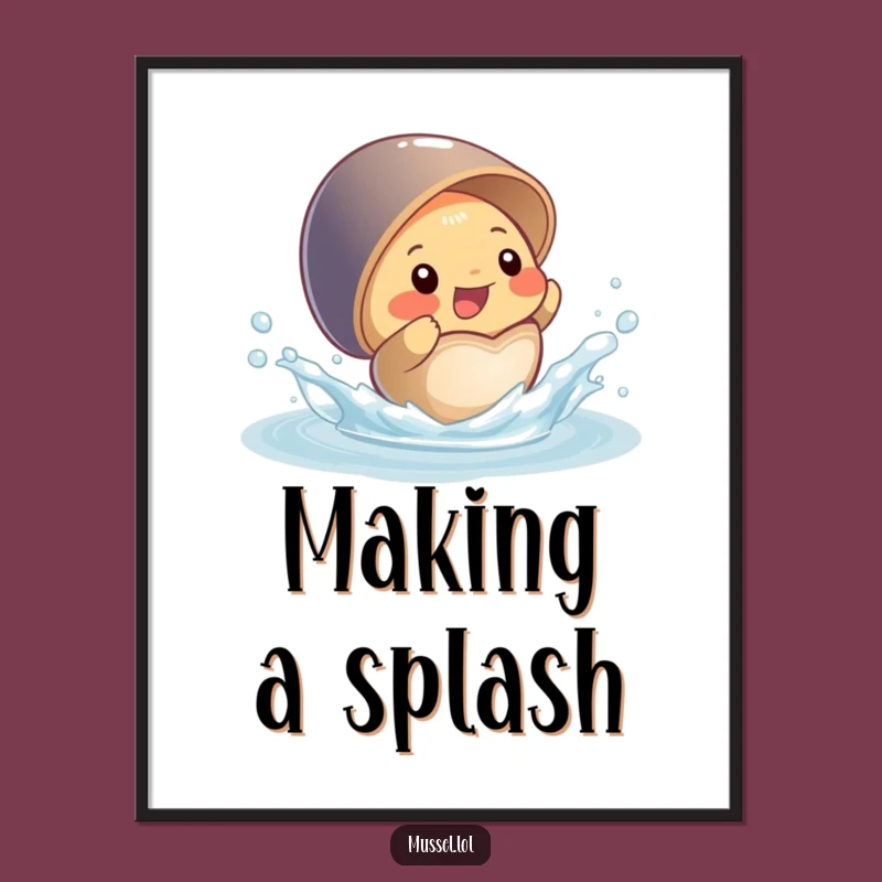 Funny Mussel Digital Art: Playful Splashing Water Decor
