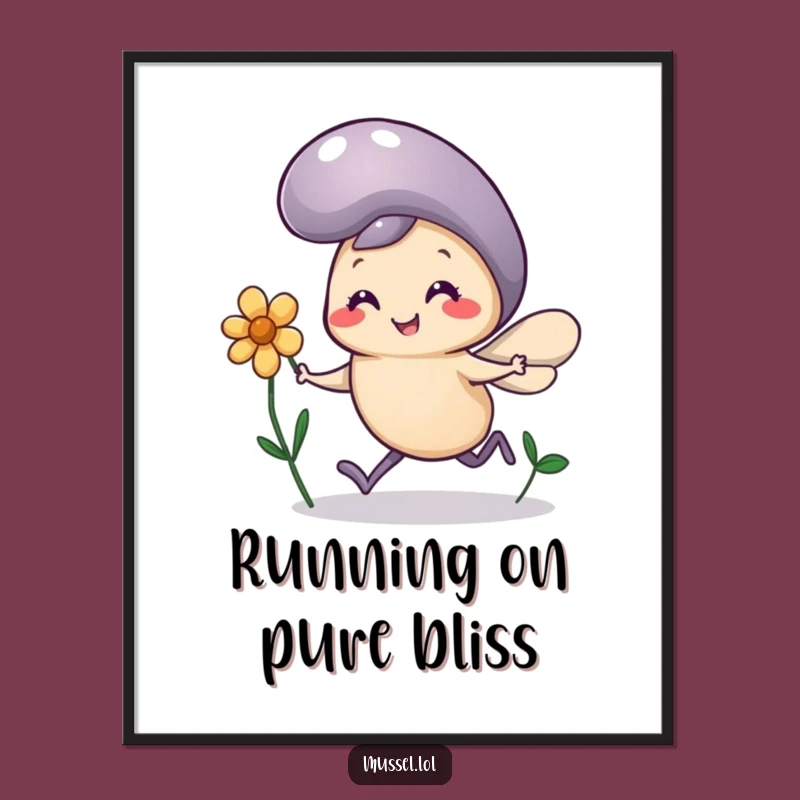 Funny Mussel Flower Digital Art: Tiny Legs Happy Print