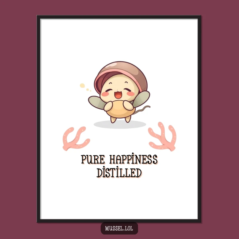 Funny Mussel Giggles Digital Print: Ocean Character Art, Downloadable Funny Gift