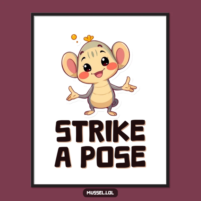 Funny Mussel Pose Digital Art: Exaggerated Character Print, Humorous Gift!