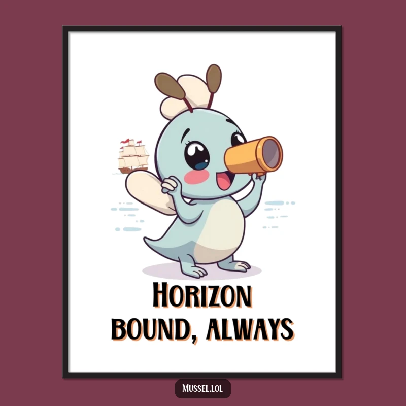 Funny Mussel Spyglass Adventure Digital Art Print: Bring Nautical Charm Home