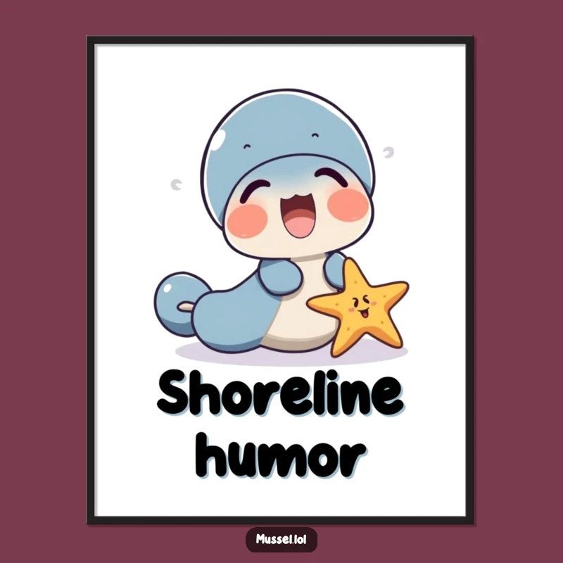 Funny Mussel Starfish Laugh Digital Art: Instant Download of Joyful Friendship