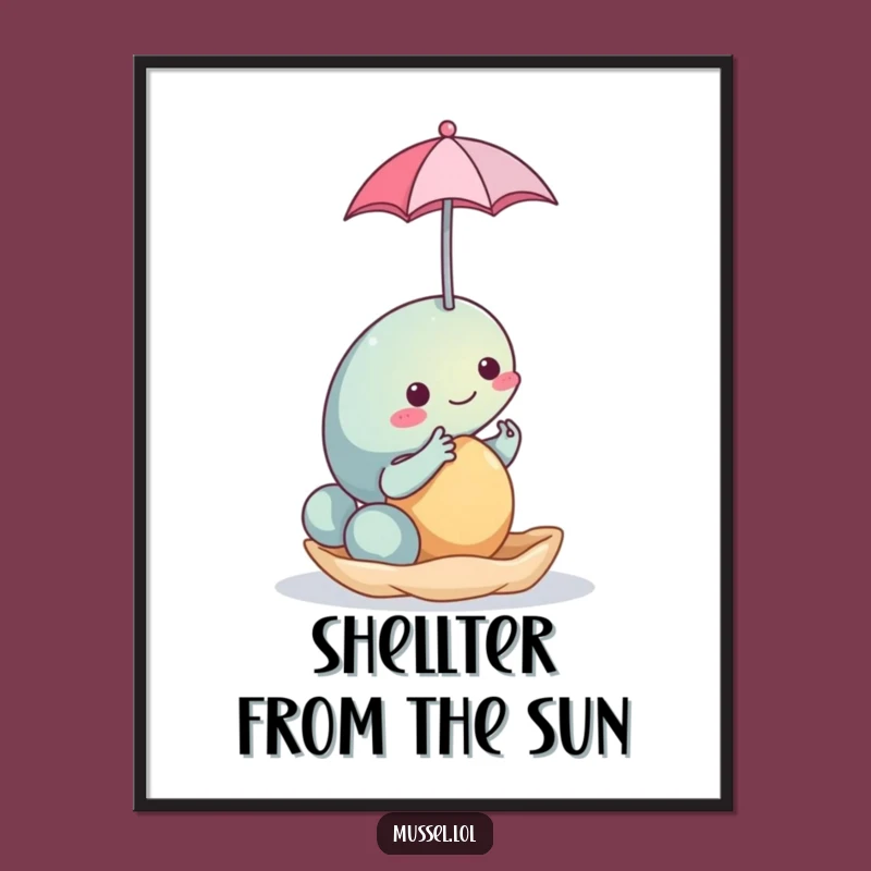 Funny Mussel Umbrella Digital Art - Instant Humorous Decor, Perfect Gift