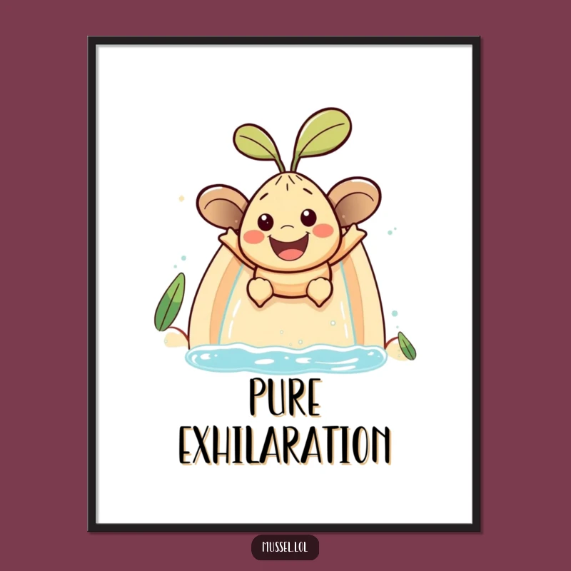 Funny Mussel Water Slide Digital Art: Instant Thrill Download Gift for Walls