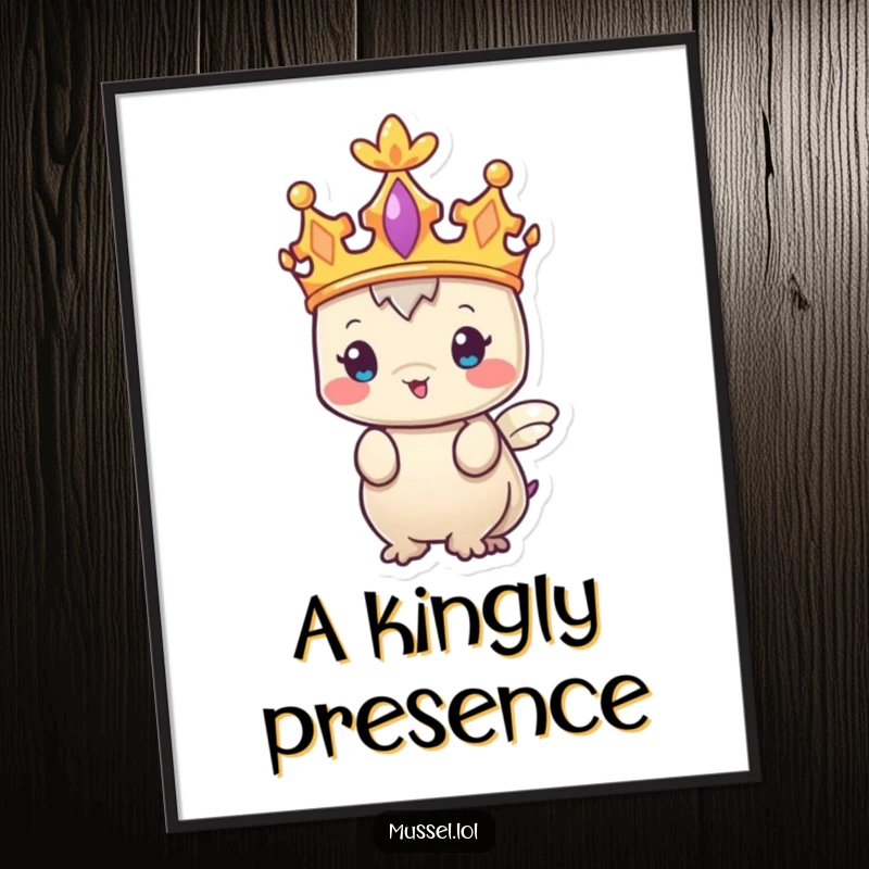 Funny Mussel Digital Art Print of a regal character wearing a tiny crown, ready to bring instant humor.