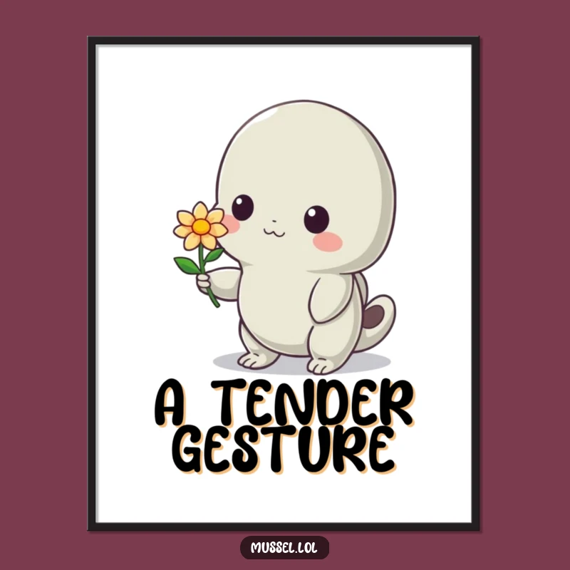 Funny Shy Mussel Flower Digital Art: Instant Sweetness and Humor Gift