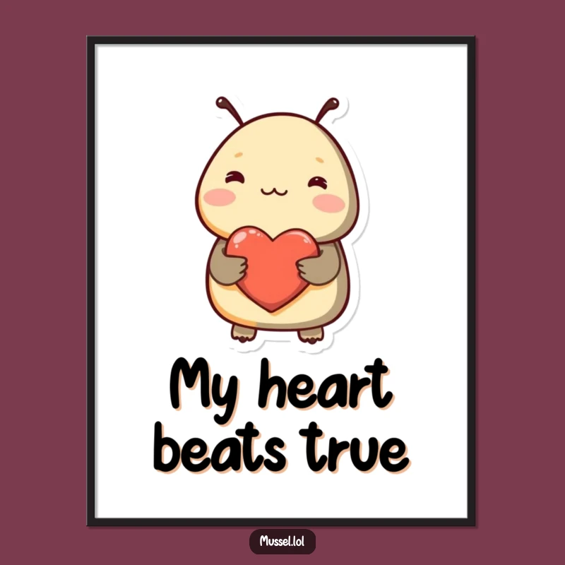 Funny Shy Mussel Heart Digital Art - Instant Download for Sweet Decor!