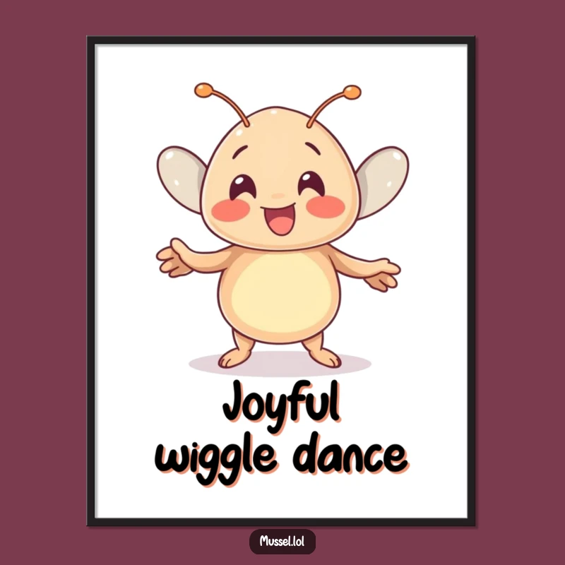 Funny Kawaii Mussel Dance Digital Art Print Hilarious Decor for Happy Spaces