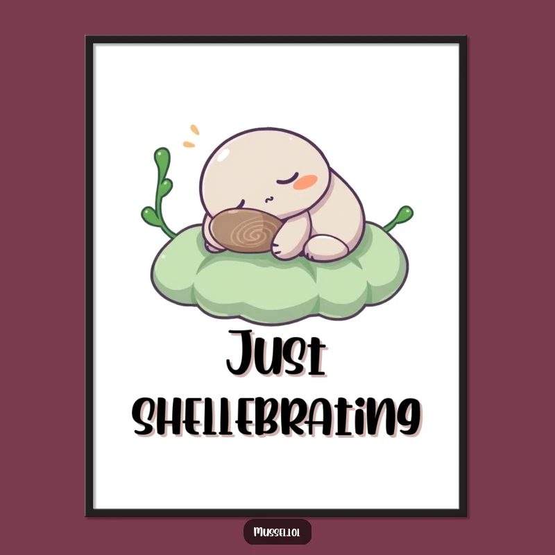 Funny Peaceful Mussel Digital Art: Serene Napping Character Download