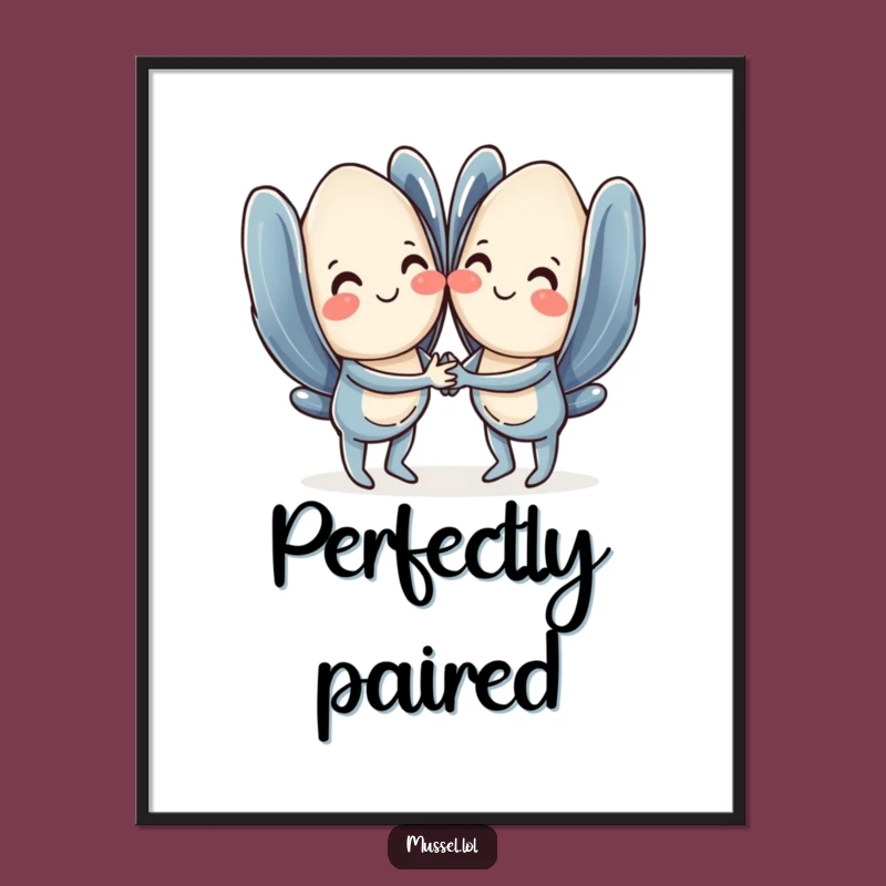 Funny Mussel Couple Digital Art Print - Instant Funny Gift for Wall Decor