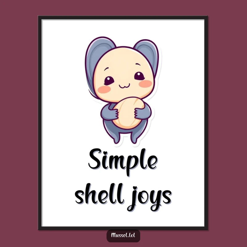 Funny Shy Mussel Digital Art: Instant Download for Gentle Decor