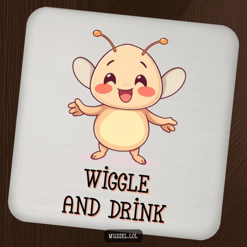 Funny Kawaii Mussel Coaster: A cute mussel character doing a joyful dance makes this a humorous and protective drink coaster.