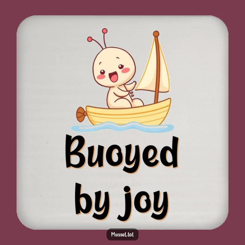Funny Kawaii Mussel Giggling Sailboat Coaster: Protect Surfaces with Humor