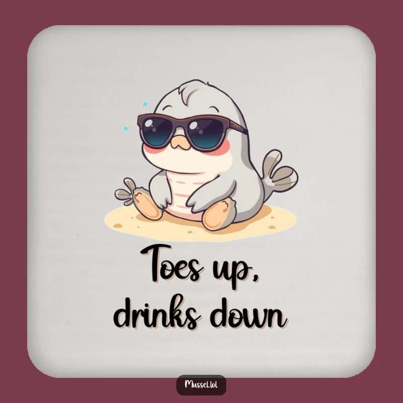 Funny Mussel Beach Sunglasses Coaster: Keep Surfaces Cool and Dry