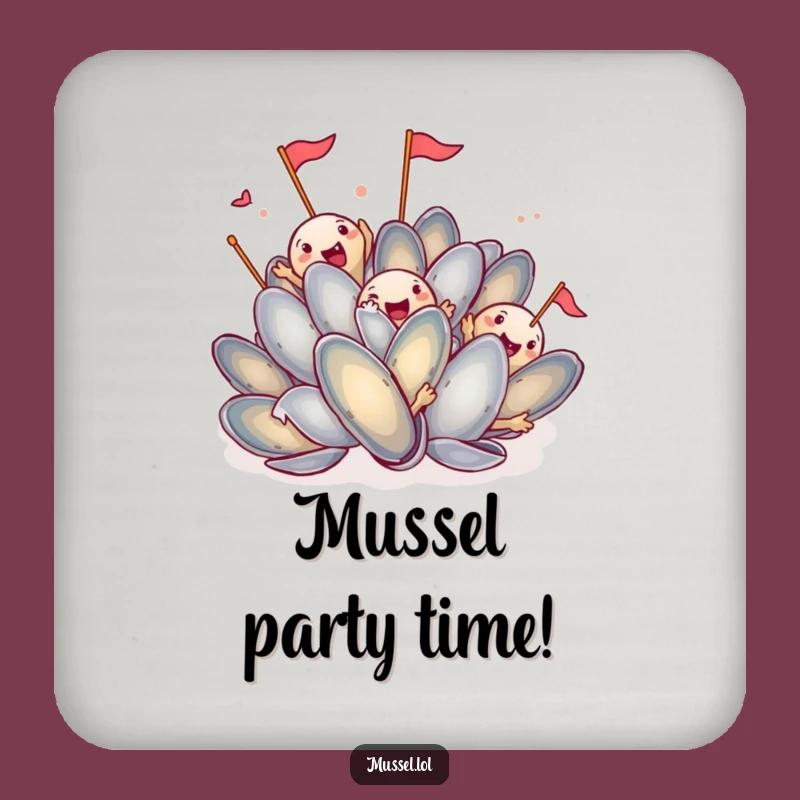 Funny Mussel Coaster Set: Cheerful Flags, Humorous Bar Accessory Gift