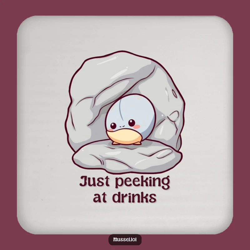 Funny Mussel Coasters: Shy Peeker, Humorous Bar Accessory Gift