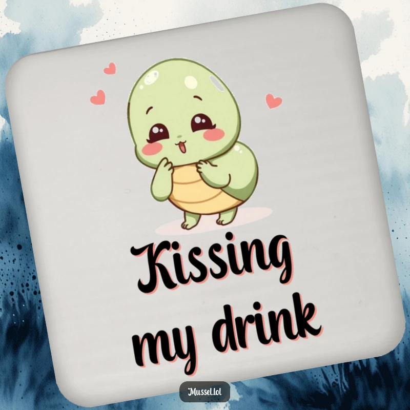 Funny Mussel Kiss Coasters: A mussel character blowing a kiss, adding charming and humorous protection to surfaces.