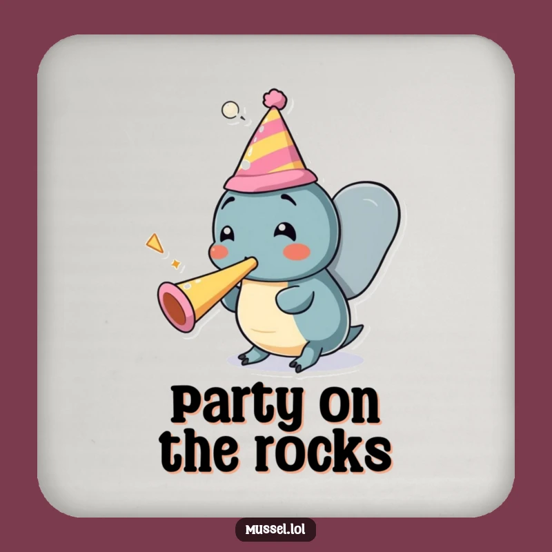 Funny Mussel Party Coasters: Set of Festive Cartoon Protectors