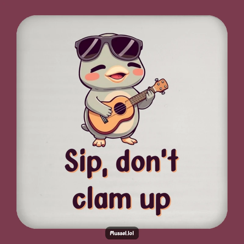 Funny Mussel Ukulele Coaster: Protect Surfaces with Music Humor