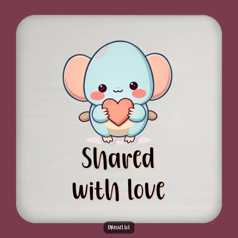 Funny Shy Mussel Heart Drink Coaster - Protect Surfaces with Sweet Affection