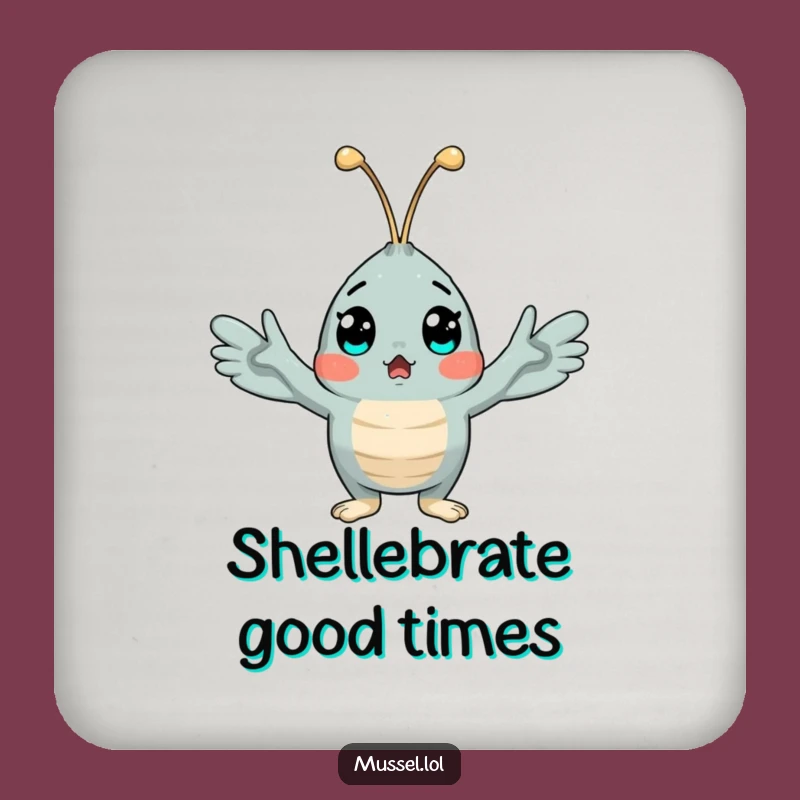 Funny Surprised Mussel Drink Coaster: Protect Your Surfaces with Shellfish Humor