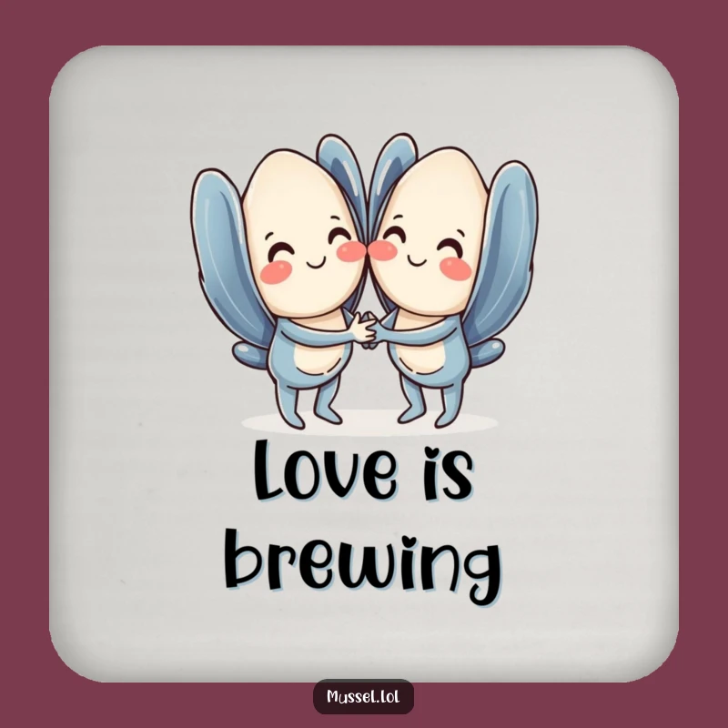 Funny Sweet Mussels Holding Hands Coaster Set - Protect Surfaces Funny Gift