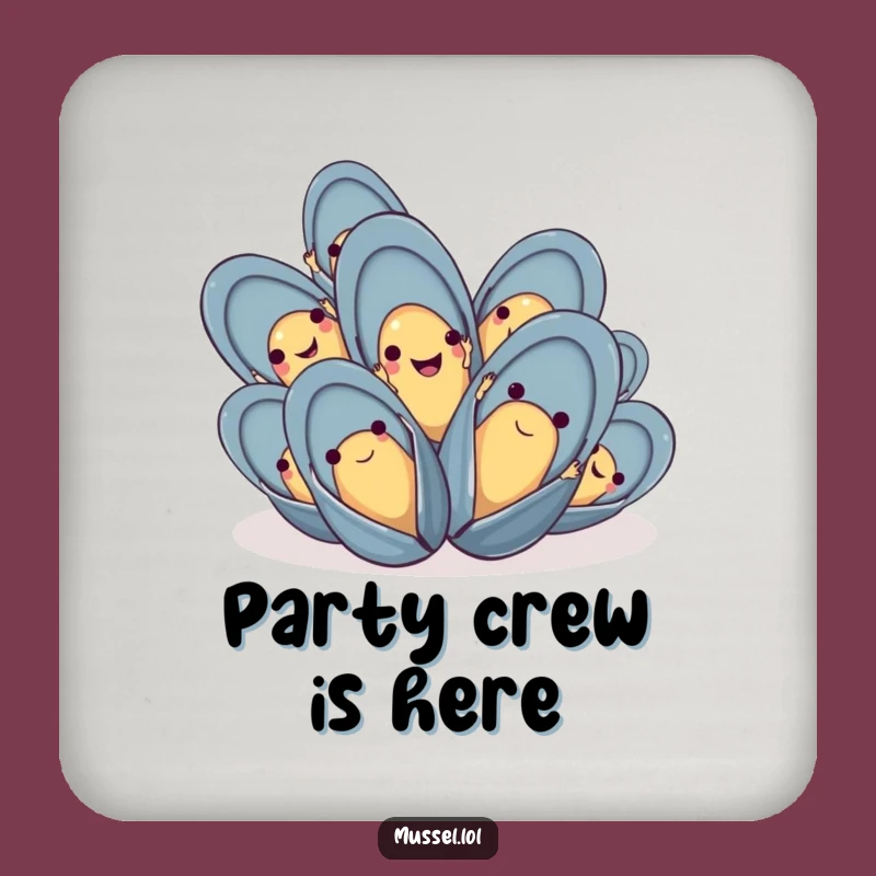 Funny Waving Mussels Coaster: Protect Surfaces with Happy Greetings Gift