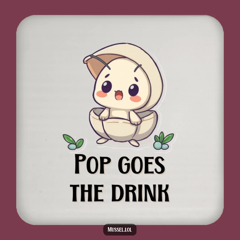 Funny Surprised Mussel Peeking Coaster - Protect Surfaces with Shocking Style!