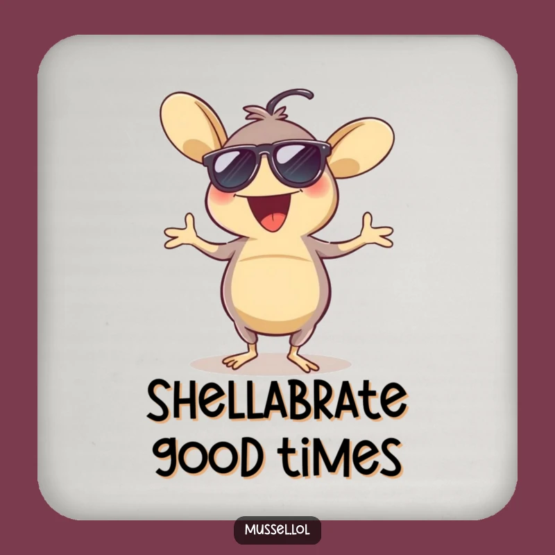 Funny Mussel Dancing Sunglasses Coaster - Protect Surfaces with Party Style!