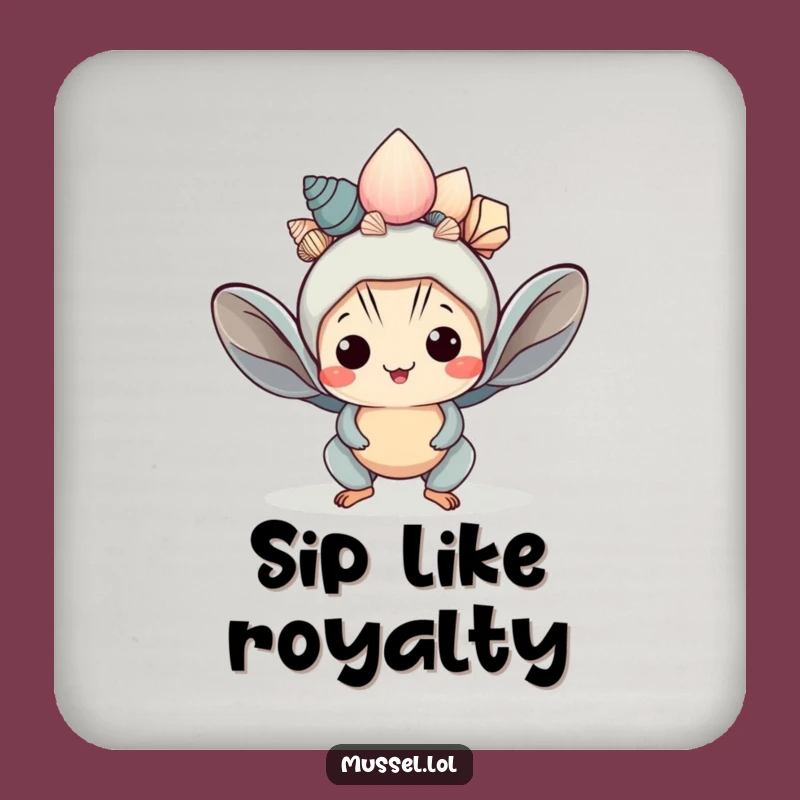 Funny Kawaii Mussel Crown Coaster Protects Surfaces with Regal Charm