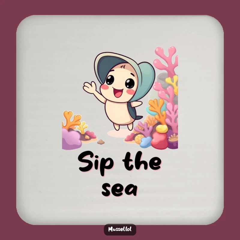 Funny Cheerful Mussel Coaster - Protect Surfaces with a Wave, Funny Gift