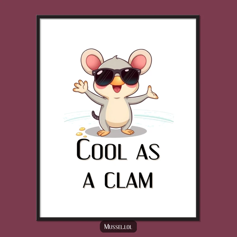 Funny Cool Mussel Poster: Beach Sunglasses for Humorous Decor